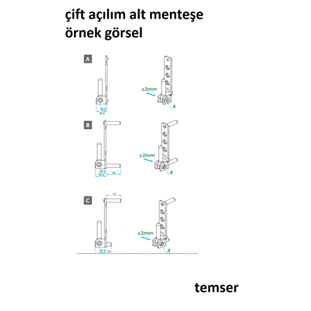 Pimapen Fıratpen PVC Pencere Çift Açılım Alt Menteşe Parçası